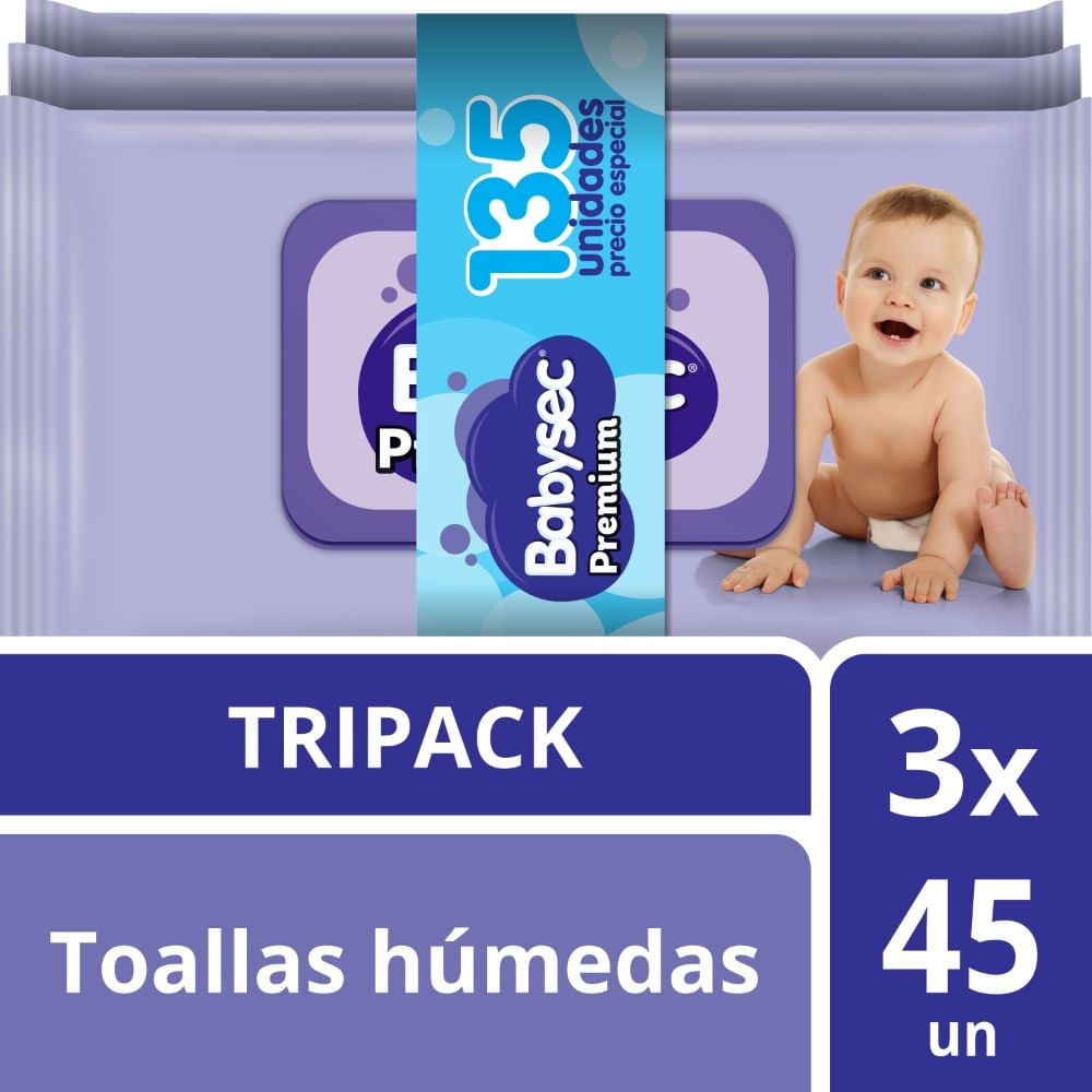 TOALLAS HUMEDAS BABYSEC PREMIUM PACK(45X3)X8