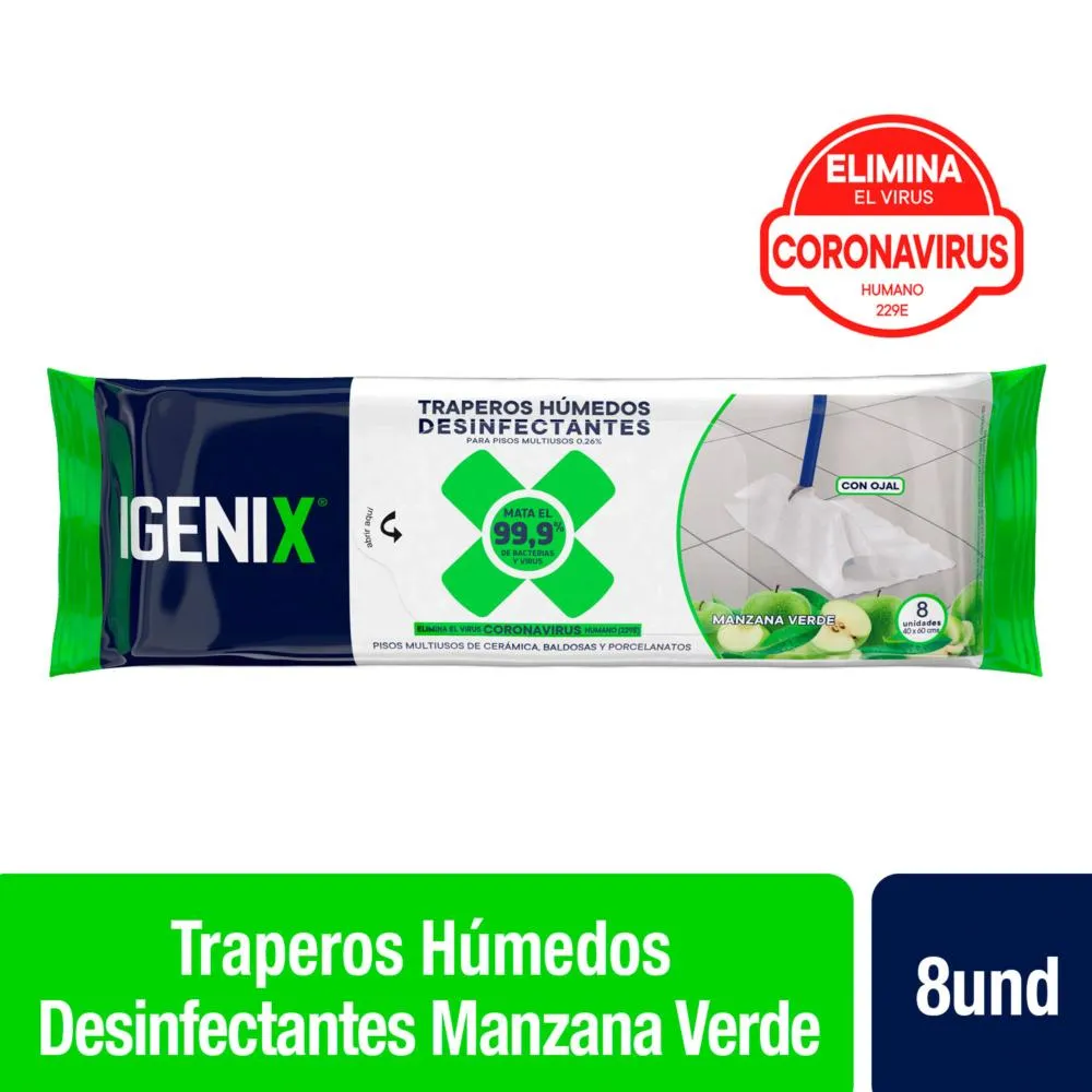 TRAPEROS PISOS DESINFECTANTE IGENIX MANZANA VERDE 8UN