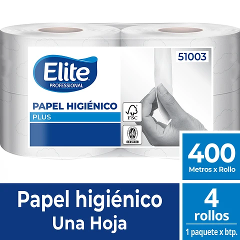 PAPEL HIGENICO ELITE P PLUS UH 400 MT X 4