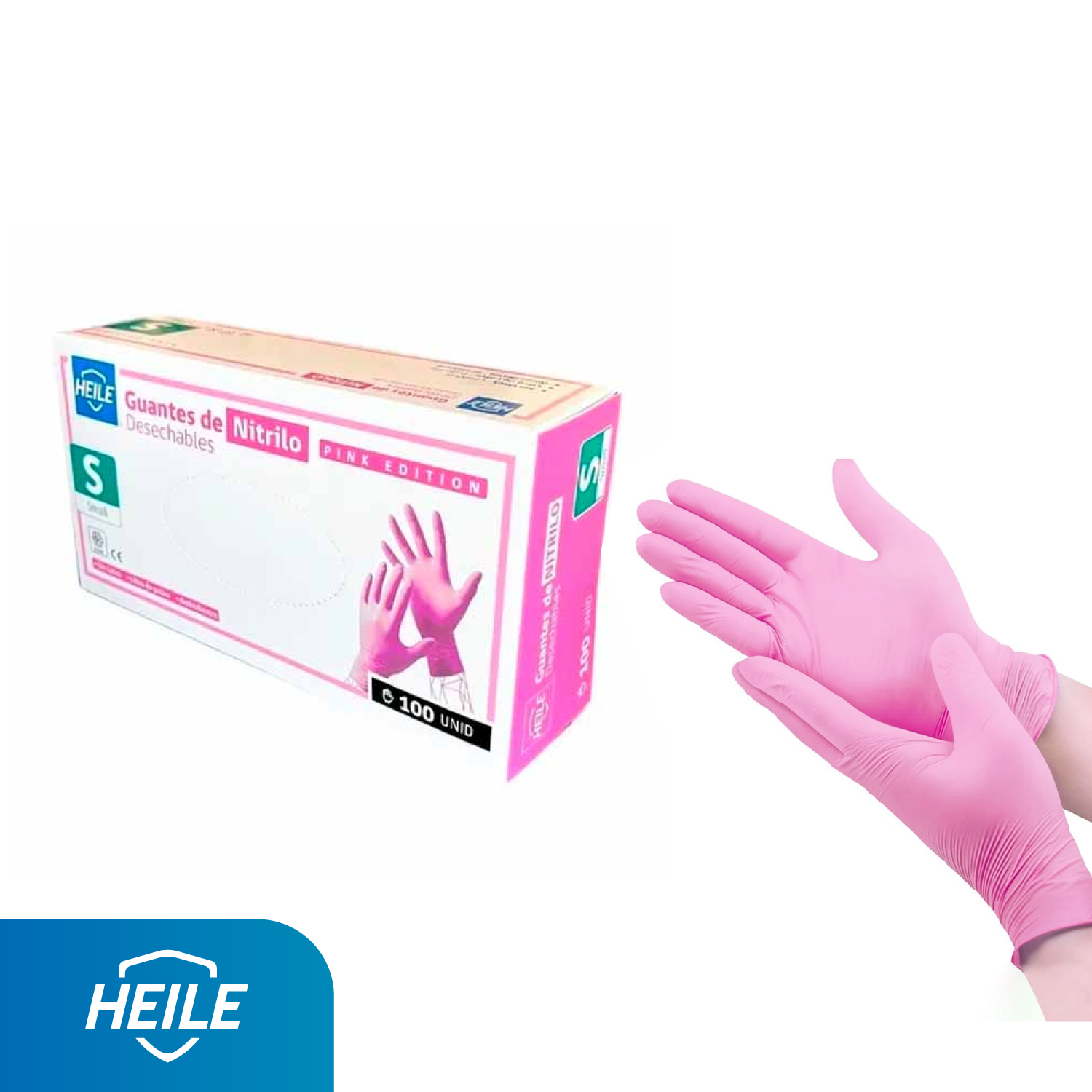 GUANTE DE NITRILO ROSADO L/P TALLA S HEILE
