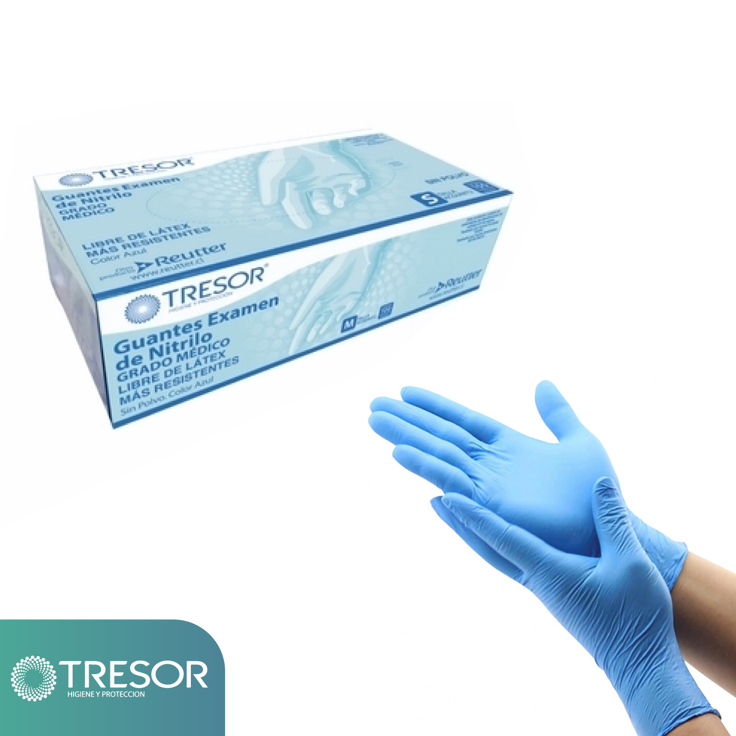 GUANTE EX. NITRILO L/P AZUL TRESOR M
