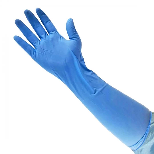 GUANTE EX. NITRILO ALTO RIESGO AZUL M