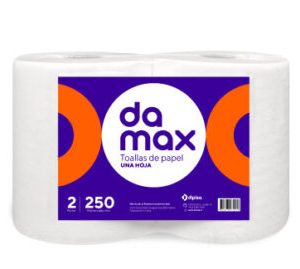 Toalla de Papel Damax Hoja simple 250 mts. 2 rollos