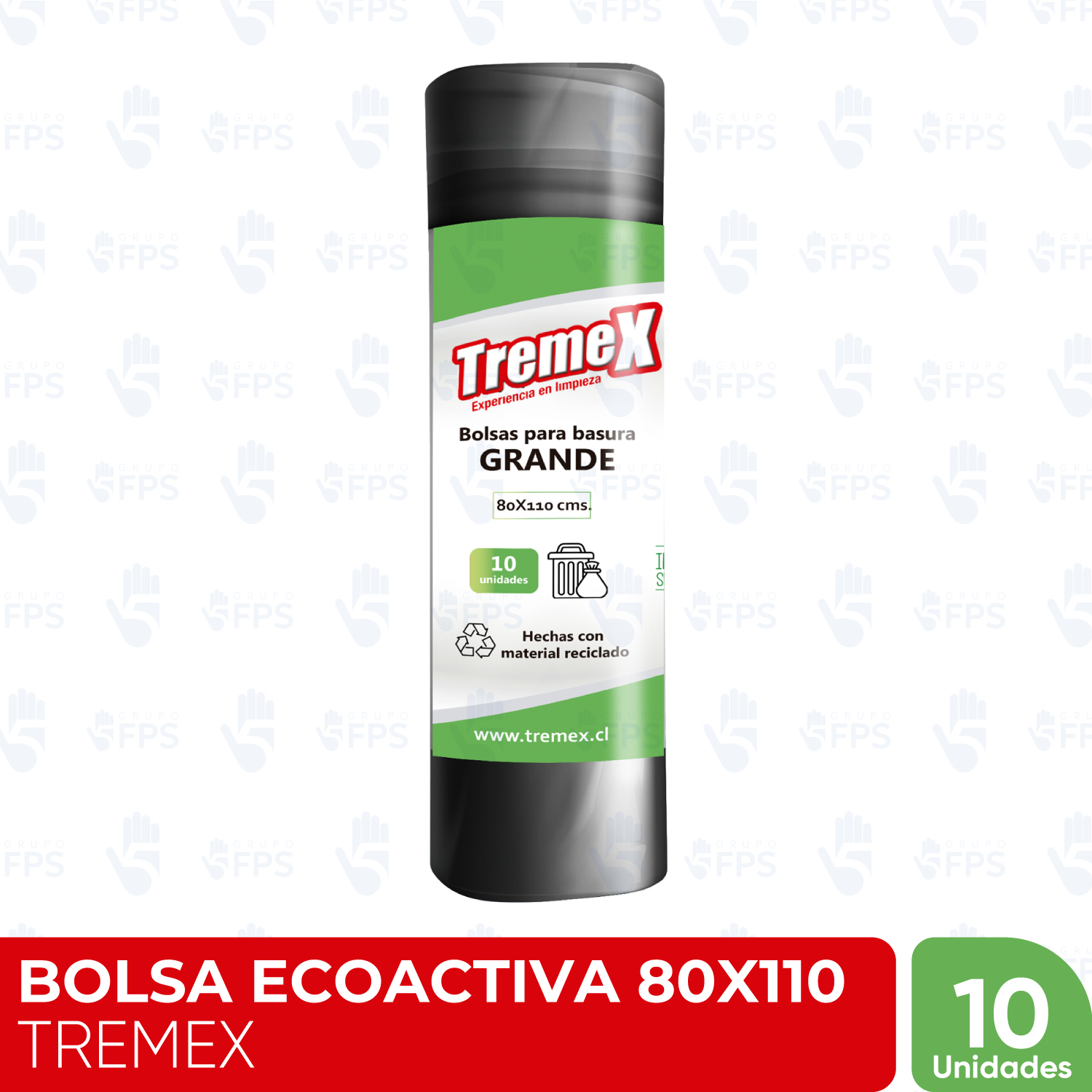 BOLSA DE BASURA ECOACTIVA 80 X 110 ROLLO 10 UNID