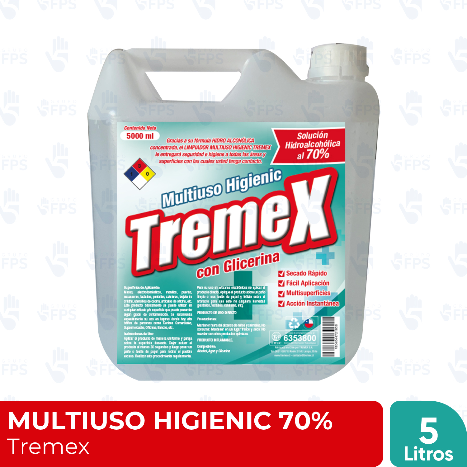 MULTIUSO HIGIENIC HIDRO ALCOHOL 70% 5 LTS