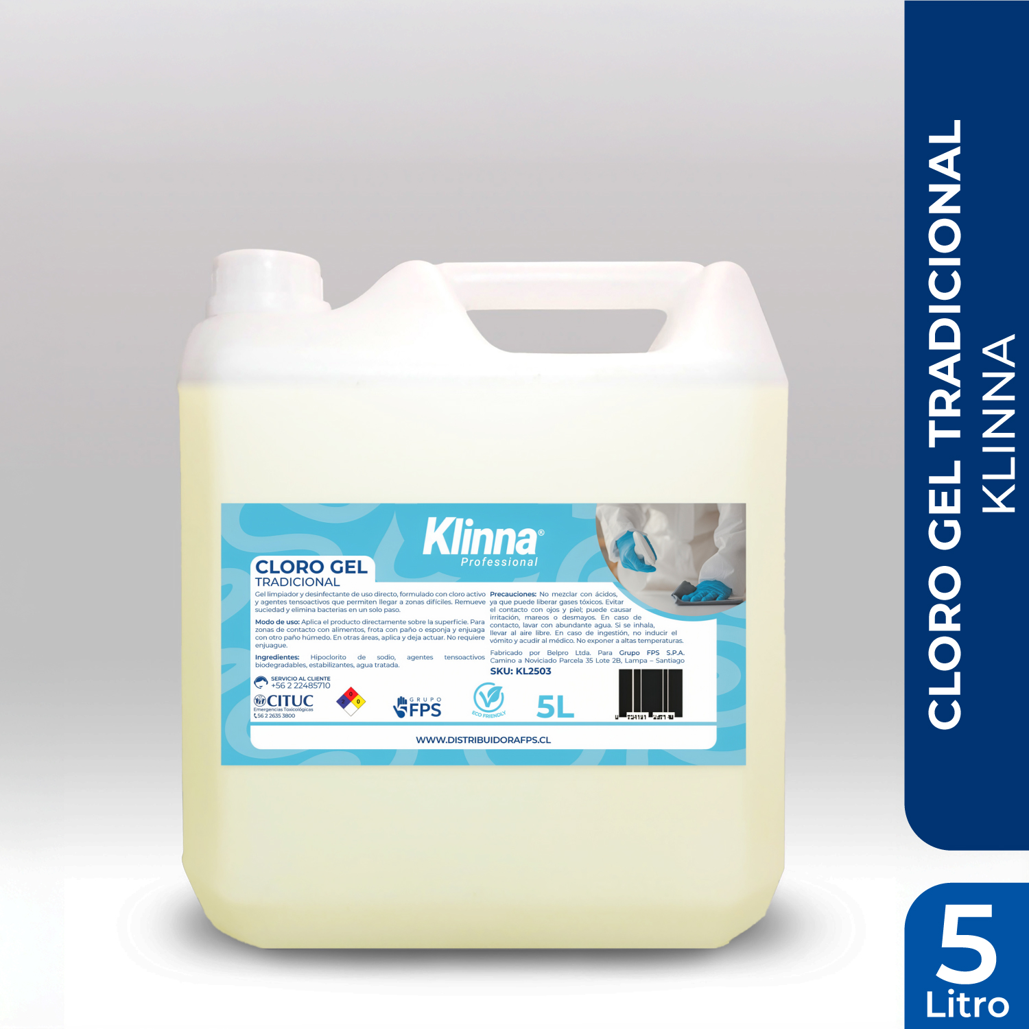 CLORO GEL TRADICIONAL KLINNA PROFESSIONAL 5L