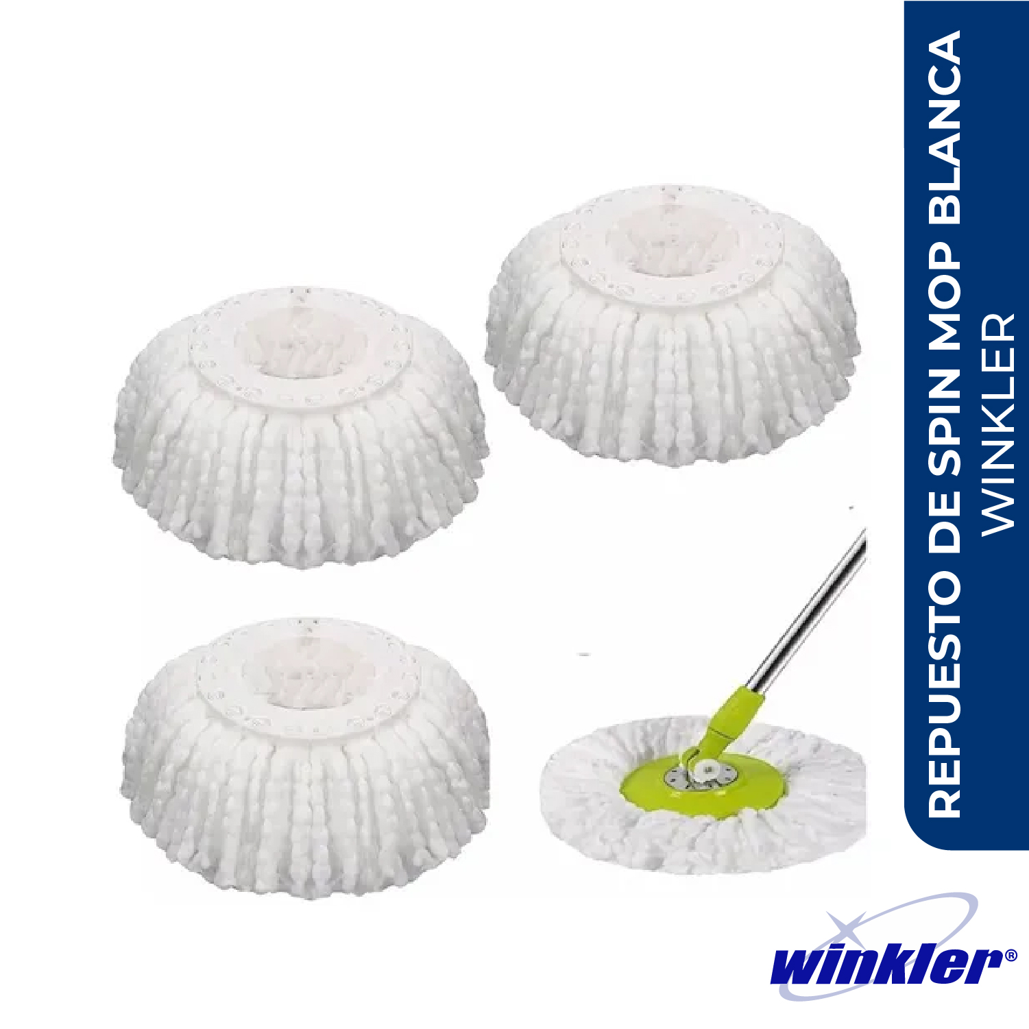 REPUESTO DE SPIN MOP BLANCA MICROFIBRA JN-210 UN